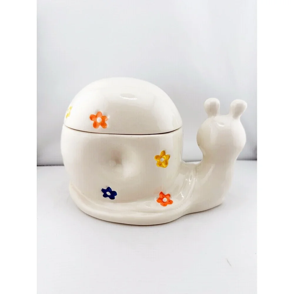 Ceramic Snail Shaped Outdoor Patio Tabletop Decor